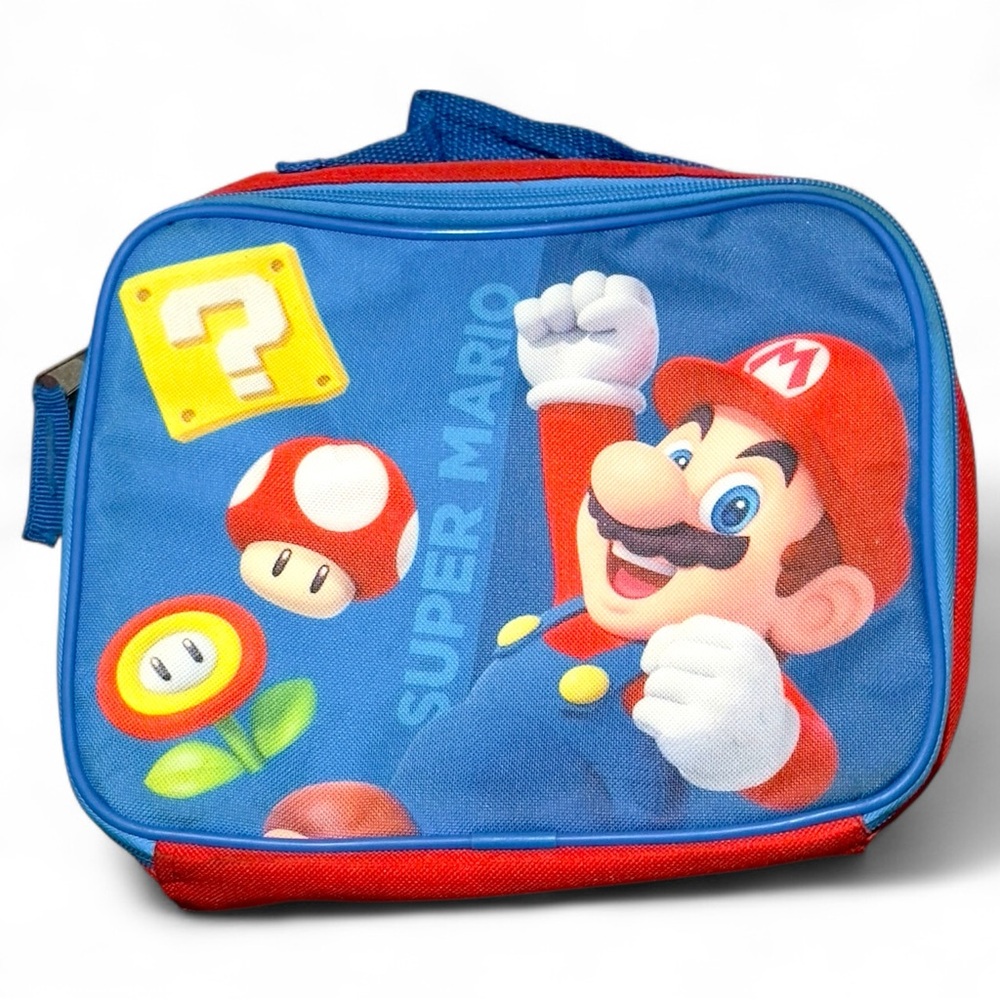 Bioworld Super Mario Kids Lunch Tote Box Blue Red Nintendo Insulated 2024‎